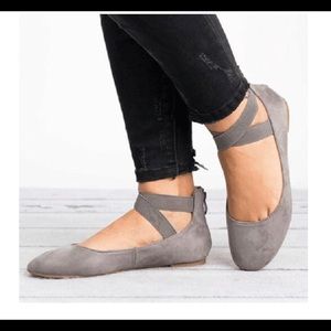 Grey Ballet Flats NWOT